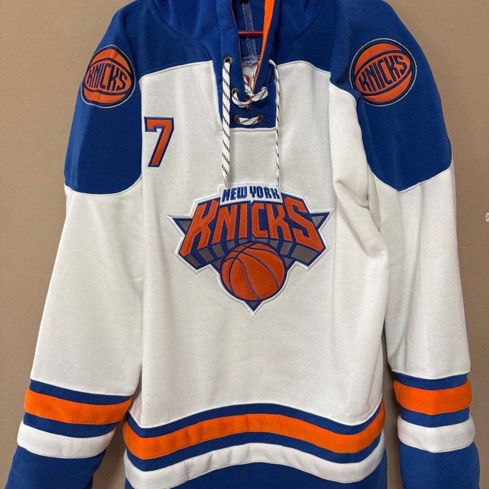 Carmelo Anthony New York Knicks Hockey Style Pullover Jersey Hoodie